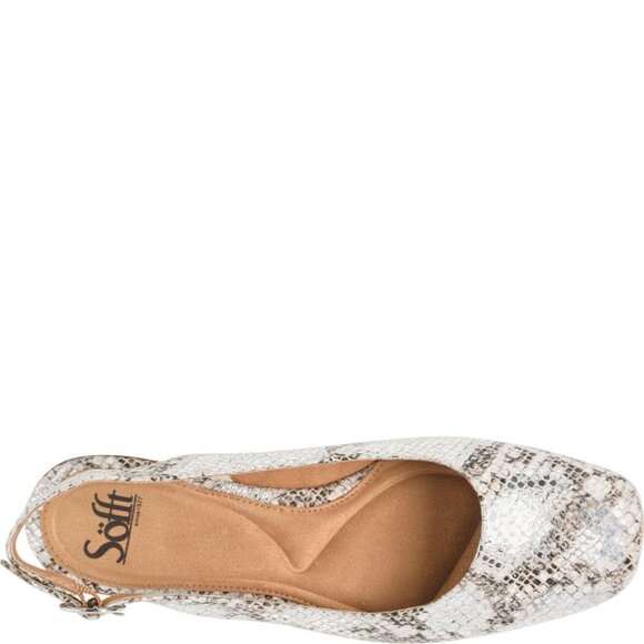 NEW SOFFT Leather Endora Comfort Slingback Ballet Flats silver snake print 462tn - Picture 4 of 8